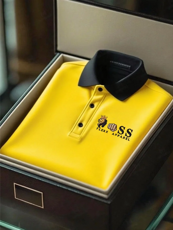 Men's Business Casual Short Sleeve Polo Shirt Polyester Mixed Print Striped