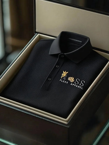 Men's Business Style Letter Printed Waffle Casual Short Sleeve POLO Shirt