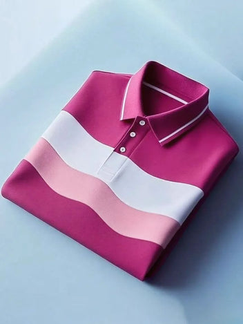 Men's Classic Business Plaid Polyester Short Sleeve Polo Shirt