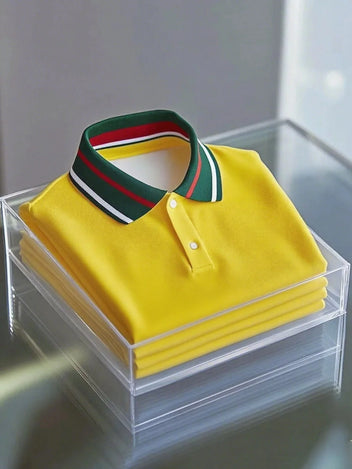 Men's Business Button-Down Short Sleeve Polyester Polo Shirt