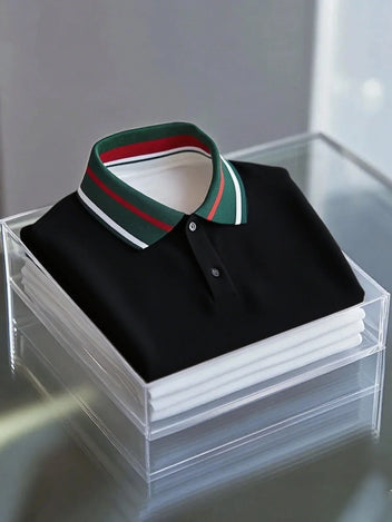 Men's Business Button-Down Short Sleeve Polyester Polo Shirt