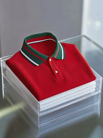 Men's Business Button-Down Short Sleeve Polyester Polo Shirt