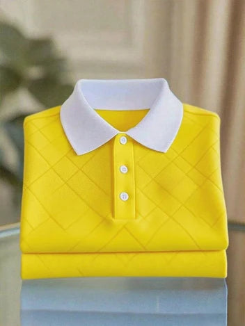 Men's Business Casual Button Short Sleeve Polo Shirt for Work Sporty Daily College Street Vintage