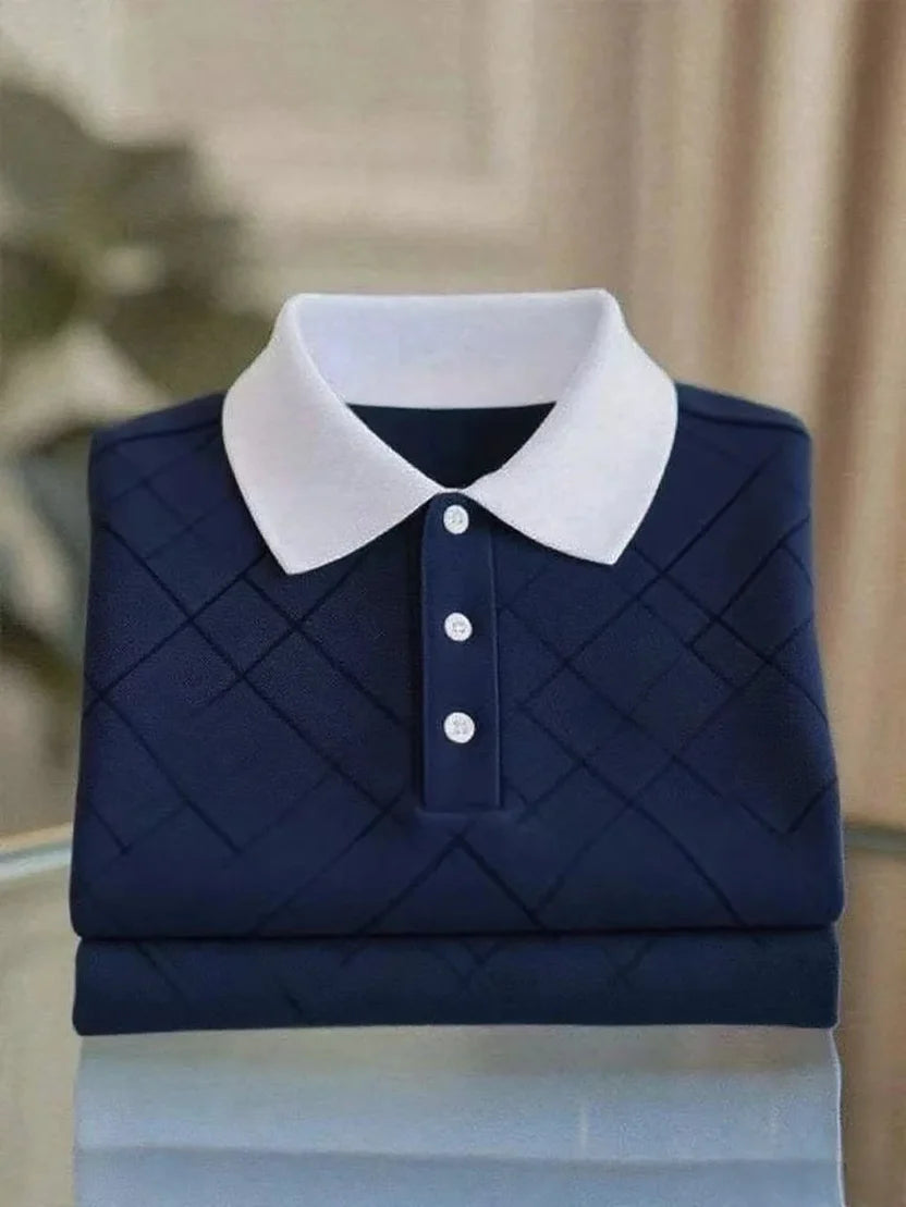 Men's Business Casual Button Short Sleeve Polo Shirt for Work Sporty Daily College Street Vintage