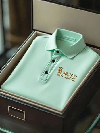 Men's Business Casual Short Sleeve Polo Shirt Polyester Mixed Print Striped Elastic