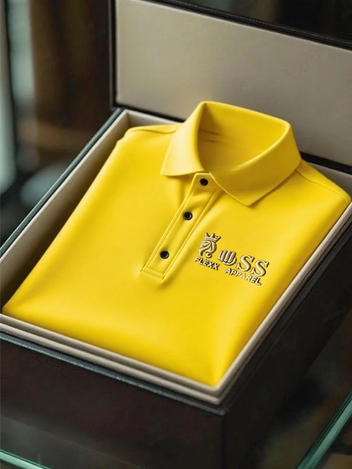 Men's Business Casual Short Sleeve Polo Shirt Polyester Mixed Print Striped Elastic