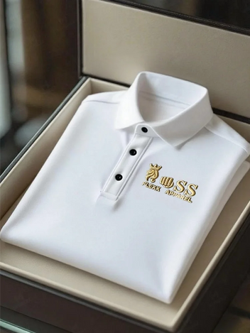 Men's Business Casual Short Sleeve Polo Shirt Polyester Mixed Print Striped Elastic