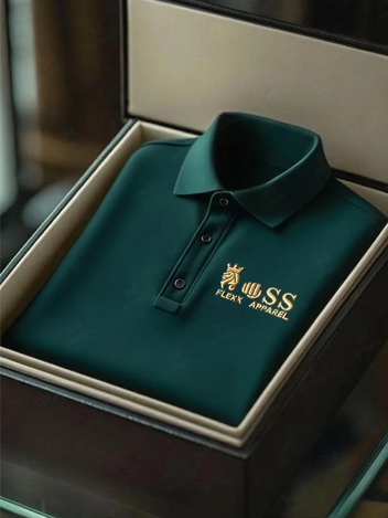 Men's Business Casual Short Sleeve Polo Shirt Polyester Mixed Print Striped Elastic