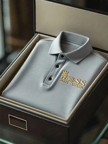 Men's Business Casual Short Sleeve Polo Shirt Polyester Mixed Print Striped Elastic