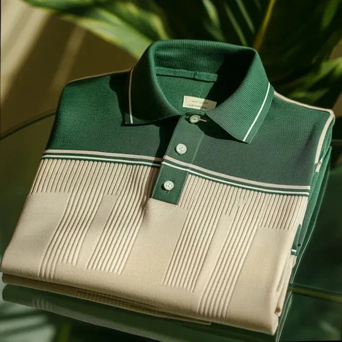 Men's Business Casual Artistic Button Short Sleeve Polo Shirt