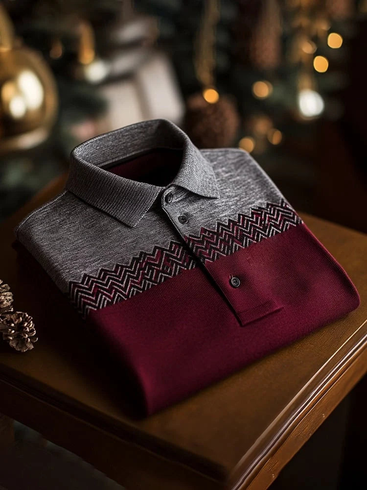 Men's Classic Business Check Logo Button Short Sleeve Polo Shirt