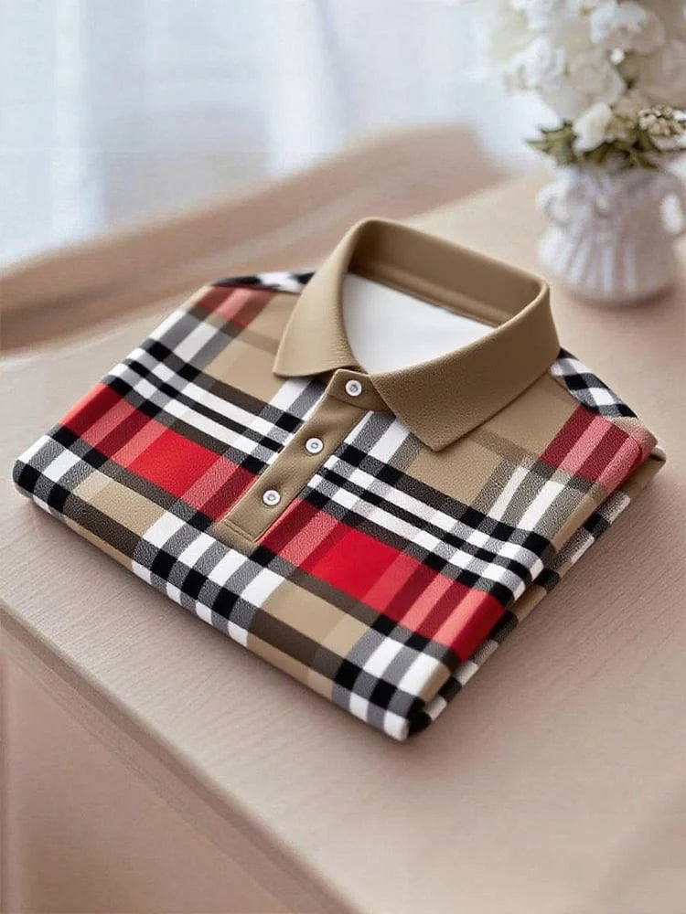 Men's Business Casual Button Short Sleeve Polo Shirt